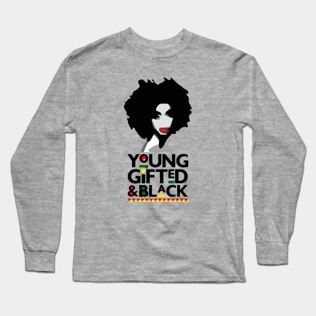 Young, Gifted, and Black Queen Long Sleeve T-Shirt by Juba Art